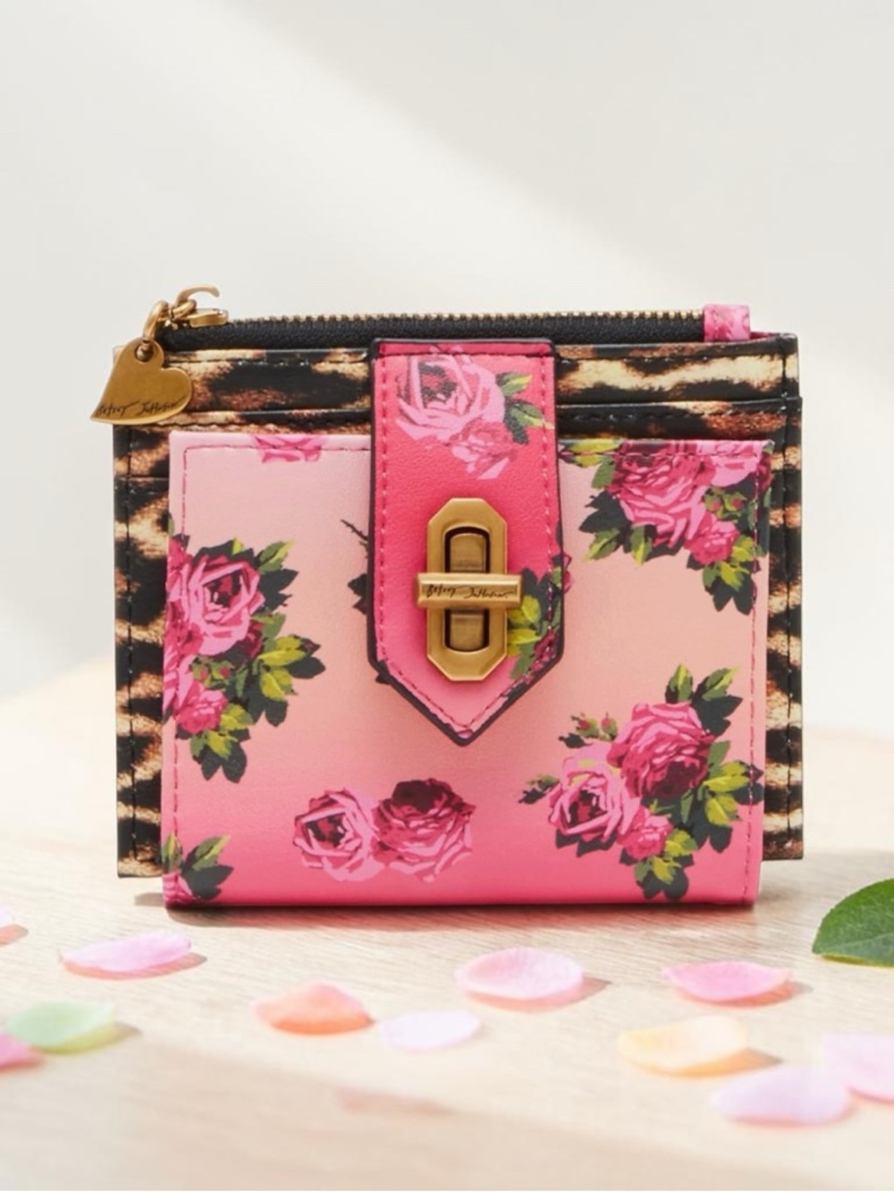 Betsey Johnson leopard floral bifold wallet - Picture 3 of 13